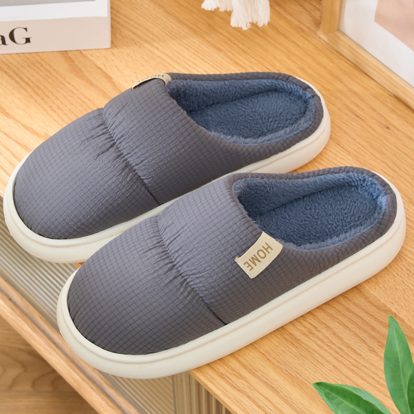 Waterproof Cotton Slippers for Men, Home Use, Autumn and Winter 2026 New Model, Indoor Home Warm Thick-Soled Warm Cotton Slippers for Men