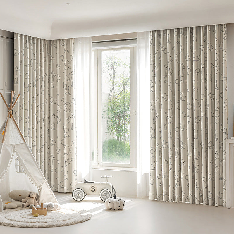 Children's Curtains with Digital Printing on Black Gold Base Fabric, Light Luxury Style for Bedroom and Living Room, Thickened New Model, Shaoxing Curtains, Blackout Wholesale