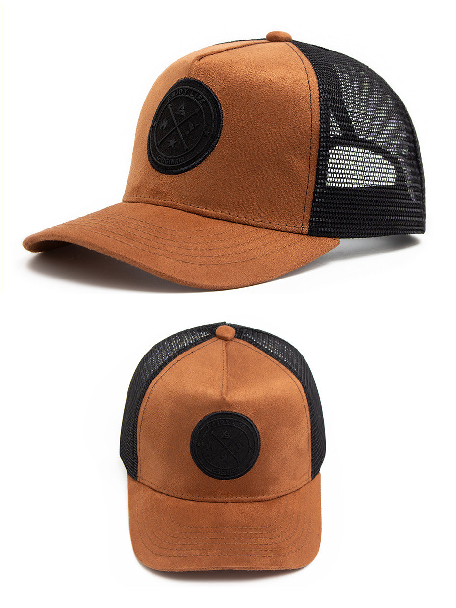 Summer Round Label Suede Baseball Cap Men's Mesh All-match Sunshade Women's Hip-hop Hat Trendy Foreign Trade Explosions in stock
