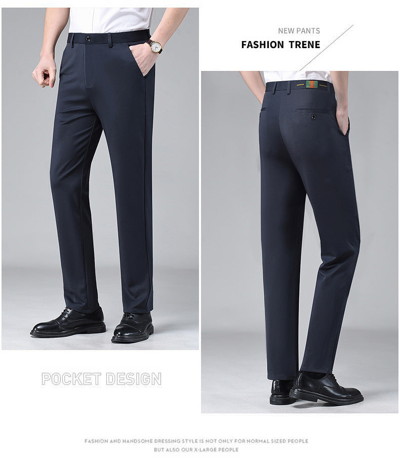 Live popular Tiger head summer thin men's casual pants men's straight business dad suit pants men's stretch long pants