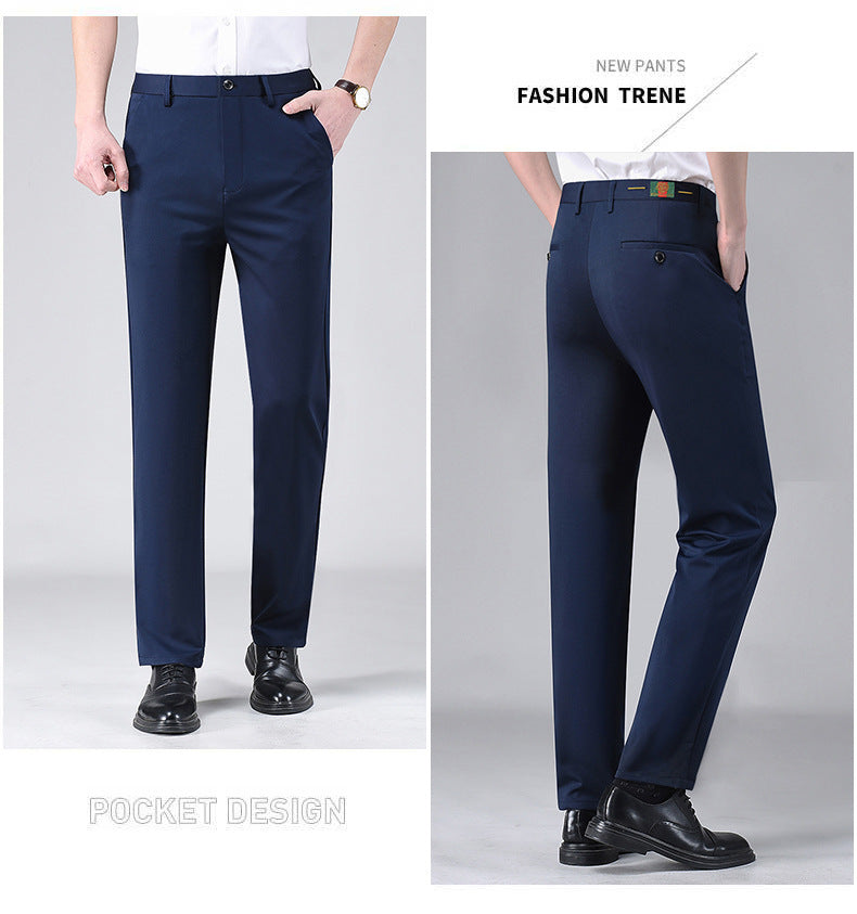 Live popular Tiger head summer thin men's casual pants men's straight business dad suit pants men's stretch long pants