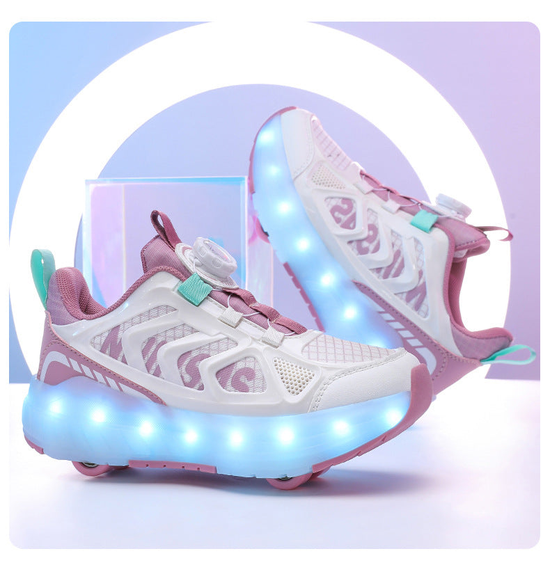 Cross-Border Children's Four-Wheel Roller Shoes, Boys' Light-Up Shoes, Detachable Girls' Student Sports Shoes, Children's Roller Skating Shoes