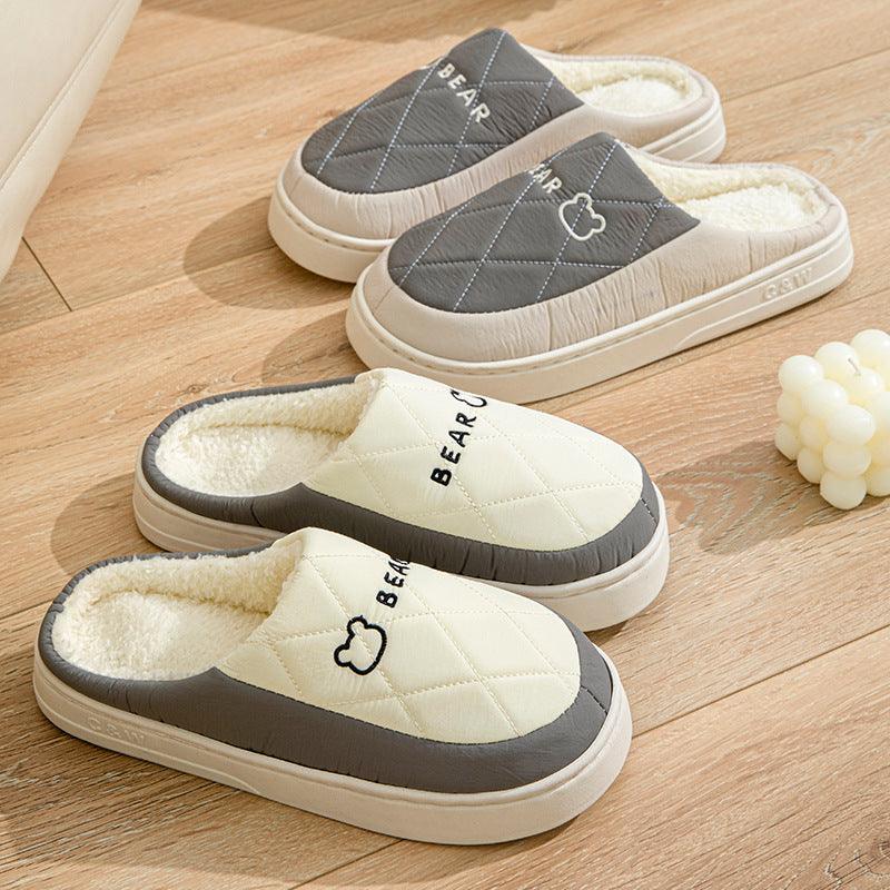 Winter Cotton Slippers for Men, Non-Slip, Wear-Resistant, Thickeneded, Lightweight, Outdoor Wear, Couple Style, Indoor Home, Warm Cartoon Cotton Slippers for Women