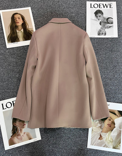 Green Metal Buckle Korean Style 2024 Spring and Autumn New Milk White Suit Jacket Women's Casual All-match High-end Suit