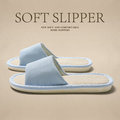 Linen Slippers for Men 2025 New Summer Indoor Home Soft-Soled Non-Slip Breathable Deodorant Cotton and Linen Slippers for Men