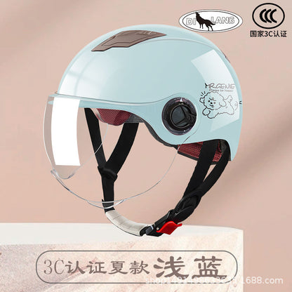 Diwolf wholesale 3C certification men's and women's battery car summer riding sunscreen four seasons with half helmet electric car helmet