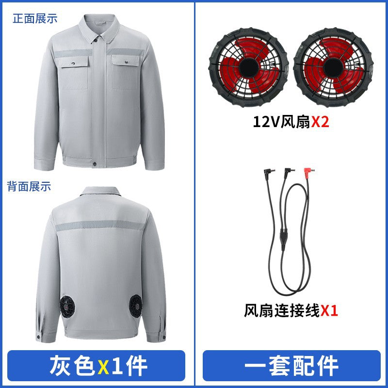 Cross-Border Cooling Air-Conditioning Clothing with Reflective Strips and Fan Cooling Clothing for Men and Women Labor Protection Summer Outdoor Work Clothes