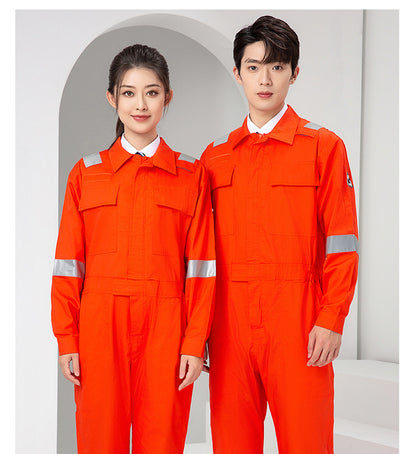 Marine Crew Reflective Strip Pure Cotton Overalls Long-sleeved Men's Summer Wear-resistant Electric Welding Shipyard Workshop Labor Insurance Clothing