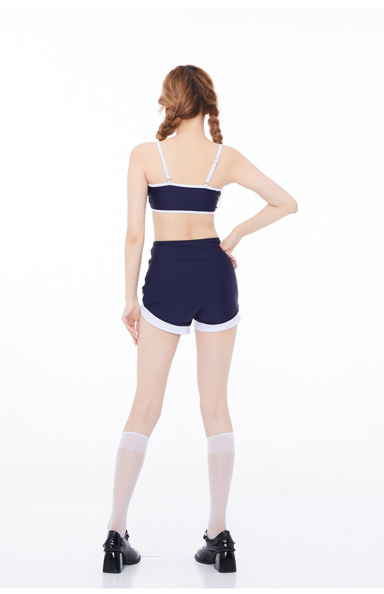 One-Piece Drop-Shipping Japanese and Korean Style Long-Sleeve Swimwear for Women, Two-Piece Conservative Sun-Protective Sports Swimsuit, Fresh Style for Students, Wholesale Swimwear