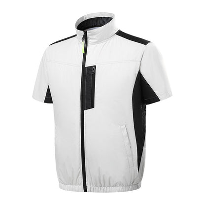 Summer new short-sleeved heatstroke prevention and cooling with fan air conditioning clothing men's work charging refrigeration welder cooling overalls