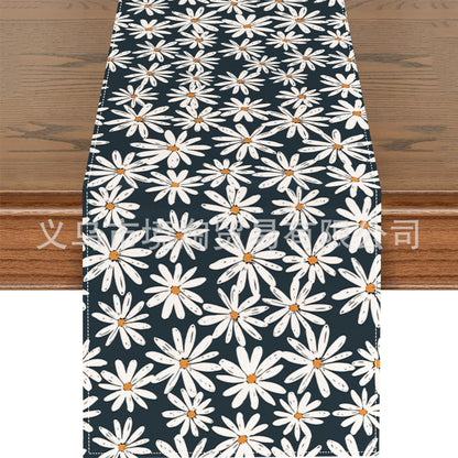 Linen Table Runner Pastoral Flower Lemon Summer Home Dining Table Outdoor Decoration Printed Tablecloth Table Runner