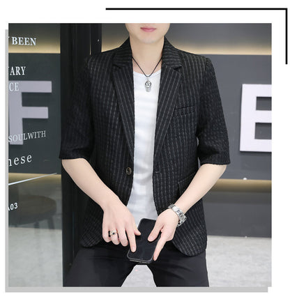 Summer half sleeve thin suit Korean style men's half sleeve fashionable fashionable jacket slim fit trendy summer small suit