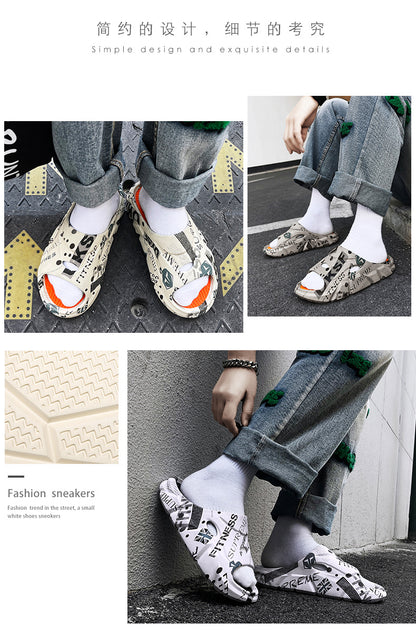 Coconut Slippers for Men to Wear Outside in Summer, Non-Slip Thick Soles for Stepping on Shit, Home Bathing, Men's Outdoor Sports Beach Sandals