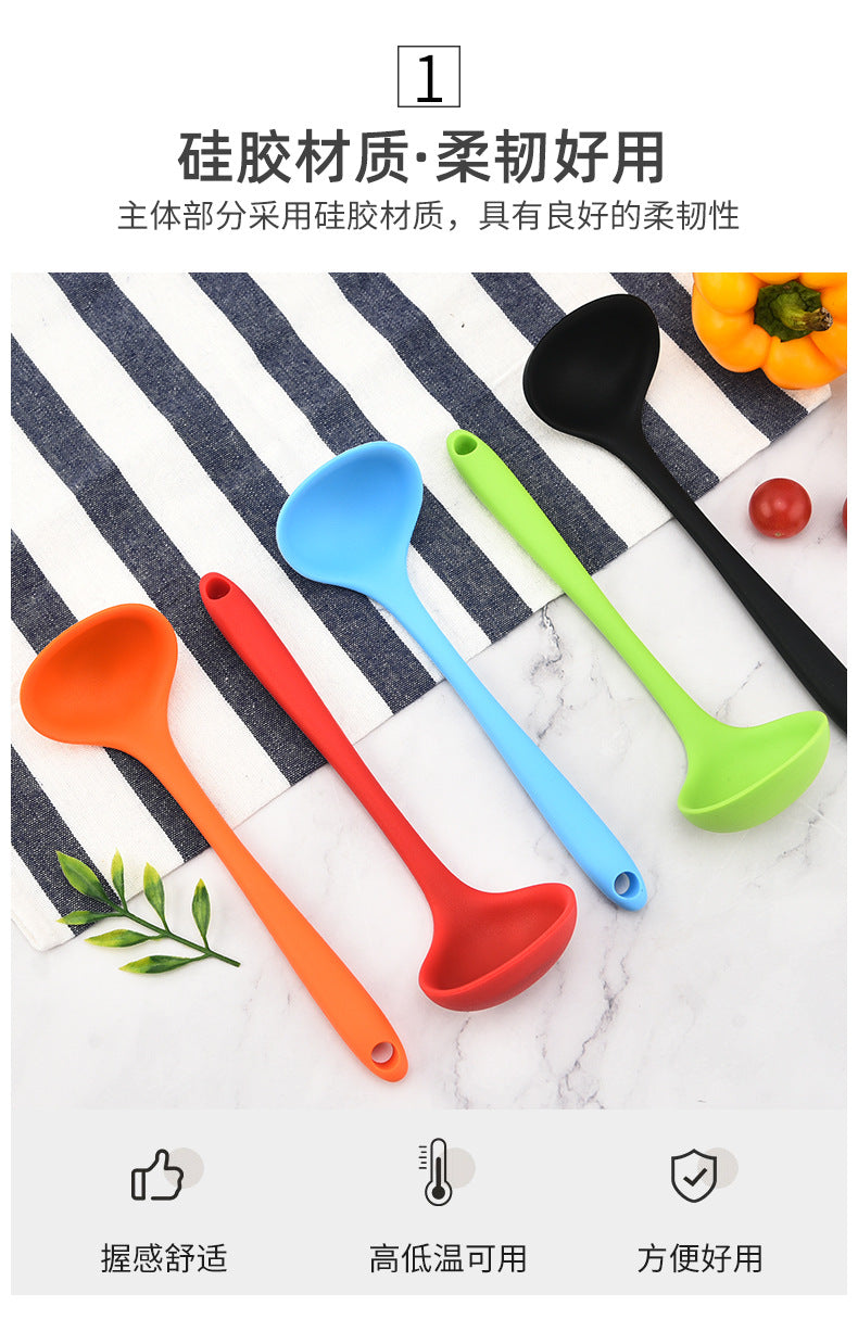 Silicone Mini Soup Spoon Kitchen Cooking Soup Spoon Children's Food Supplemented Soup Spoon Food Grade Material Silicone Soup Spoon 21cm
