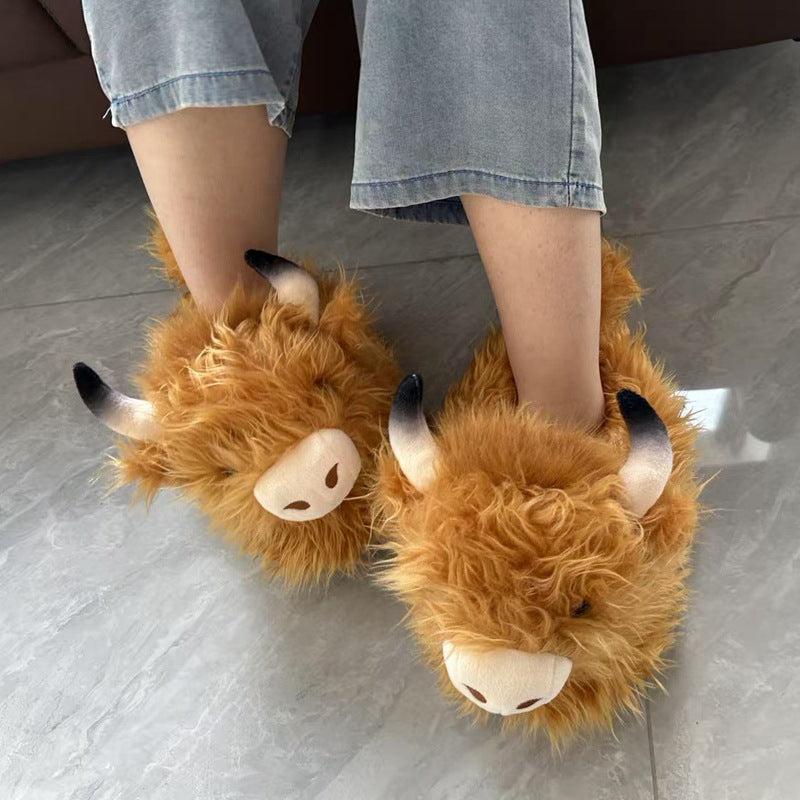 Imitation Yak Cotton Slippers Autumn and Winter Home Floor Stupid Cow Platform Cotton Shoes Cute Outer Wear Comfortable Slippers for Women