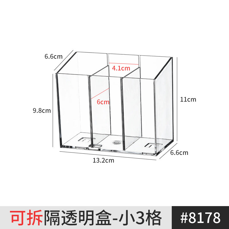 [Multiple Specifications] Transparent Square Storage Tube Detachable Cosmetics Organizer Box Cosmetics Storage Rack Mi Mu