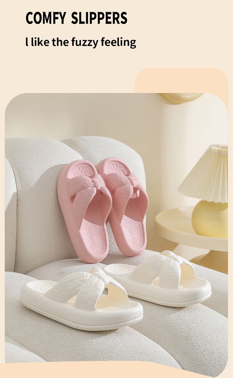 New Home Slippers for Women with Bows, Indoor Quick-Drying, Non-Slip, Bathing and Stepping on Shit, Solid Color Casual Sandals and Slippers Wholesale