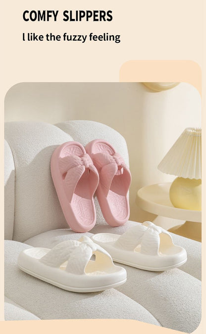 New Home Slippers for Women with Bows, Indoor Quick-Drying, Non-Slip, Bathing and Stepping on Shit, Solid Color Casual Sandals and Slippers Wholesale