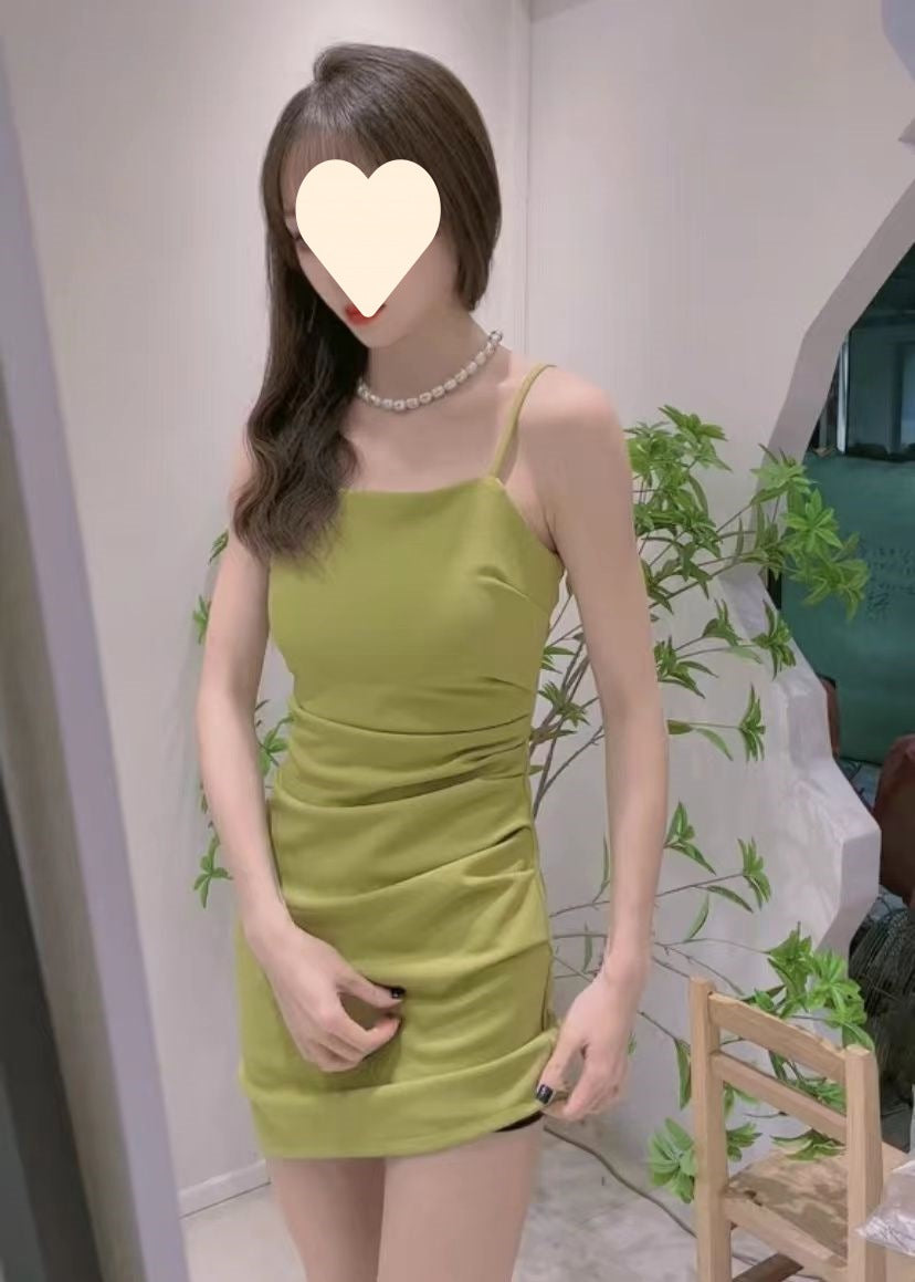 Strappy Dress 2026 Summer New Style Waist-Cinching Slimming Dress for Women, Covering the Body, Elegant, Sexy, Solid Color Bodycon Dress