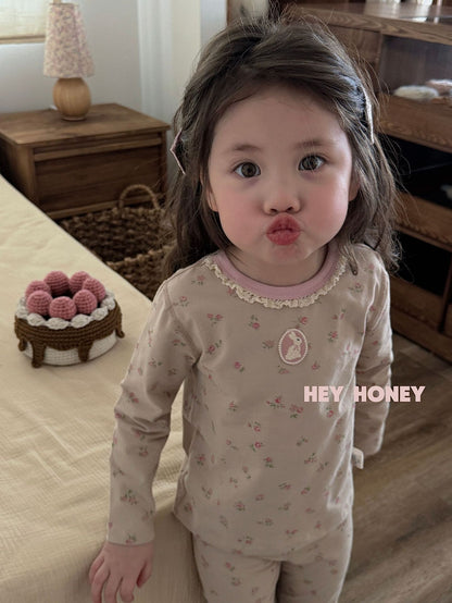 Spot Large and Small Roll Heyhoney24 Lycra Cotton Boys and Girls Autumn Clothes Intimates Printed Home Clothes Pajamas Two-Piece Set