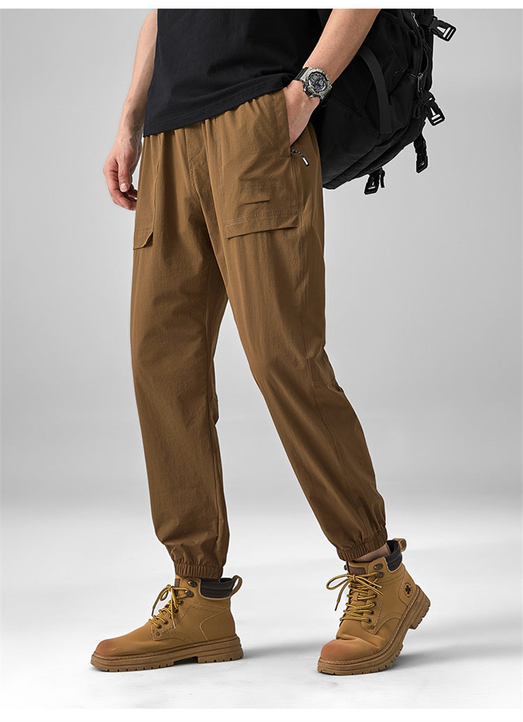 2024 Summer Thin Pants Soft Shell Waterproof Windproof Men's American Style Functional Outdoor Mountaineering Casual Crock Pants