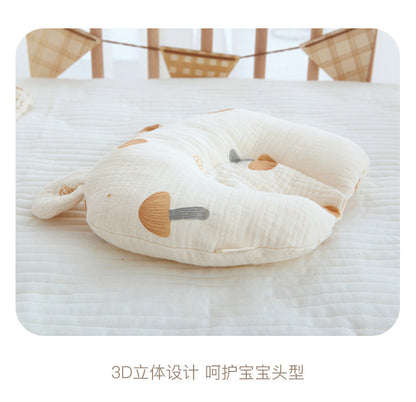 Class A cotton baby gauze baby anti-deflection head shaped pillow sweat-absorbing breathable Four Seasons suitable for newborn comfort pillow