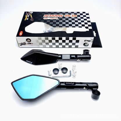 Universal motorcycle modified reflector electric vehicle aluminum alloy rearview mirror blue mirror