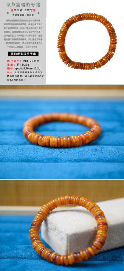 Natural Baltic Bracelet Amber Beeswax Old Spacer Bracelet Wax Full All-match Accessories White Beeswax