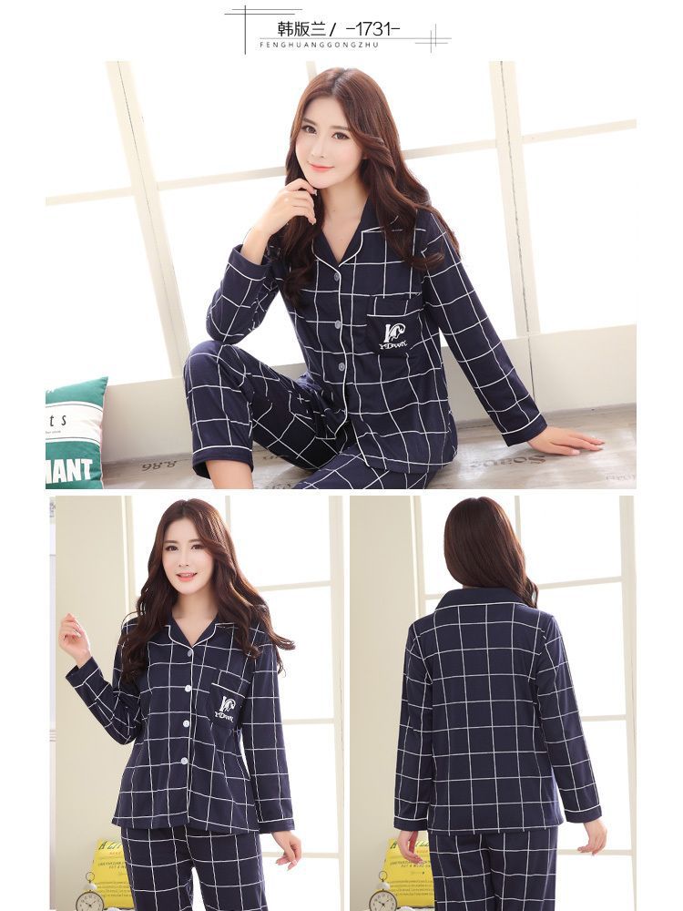 Autumn and Winter Women's 100 Pure Cotton Pajamas Women's Loose Cardigan for Middle-aged and Elderly Mothers Spring and Autumn Long-sleeved Casual Home Clothes