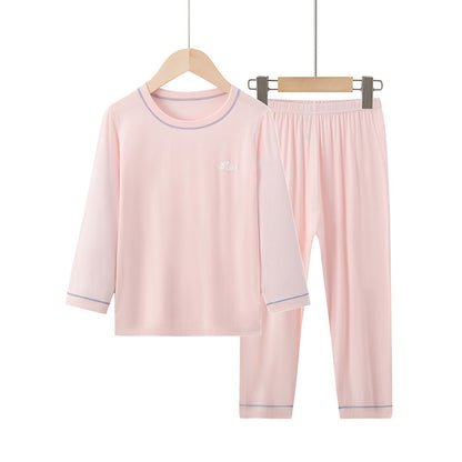 Summer Boys' Short-sleeved Shorts Modal Children's Pajamas Girls' Parent-child Home Clothes suit Children's Air-conditioning Clothes