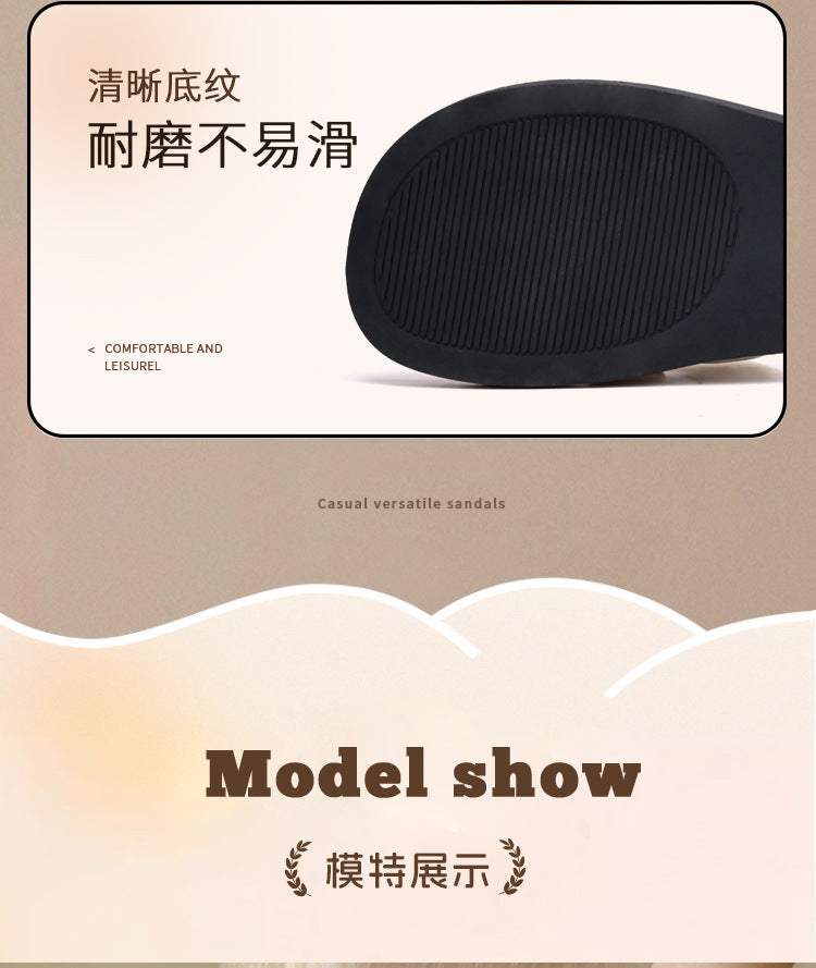 2025 New French Retro Leather Slippers Niche Casual Flat Versatile Slip-On Sandals for Women