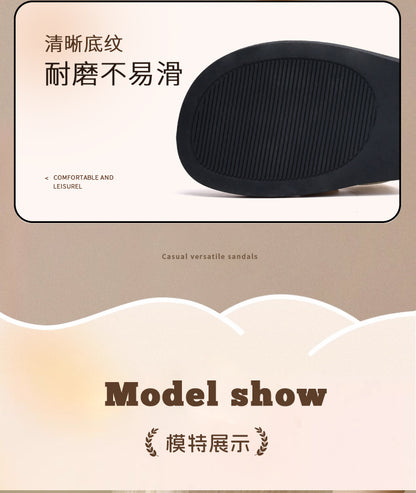 2025 New French Retro Leather Slippers Niche Casual Flat Versatile Slip-On Sandals for Women