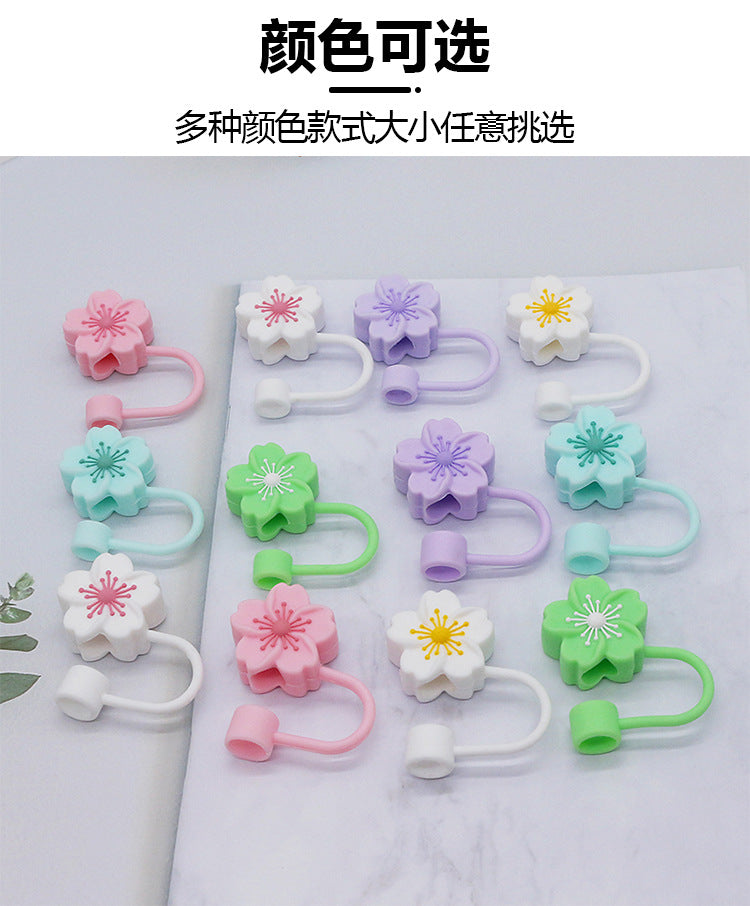 Popular 10mm Begonia Flower Straw Cap Stanley Water Cup Straw Plug Silicone Flower Straw Cover Direct from Manufacturer