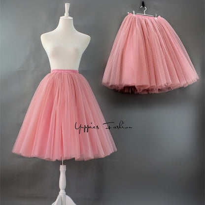 Europe and the United States high waist mesh skirt Tutu skirt strength manufacturers 7 65cm elastic waist cross-border Net red skirt adult