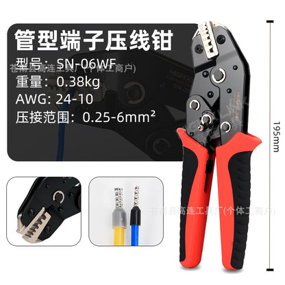 Sn-02/58/48/06Wf Ratchet-Type Crimping Pliers Ve European-Style Cold-Press Terminal Pliers Needle-Shaped End Head Tube-Type Wire Nose