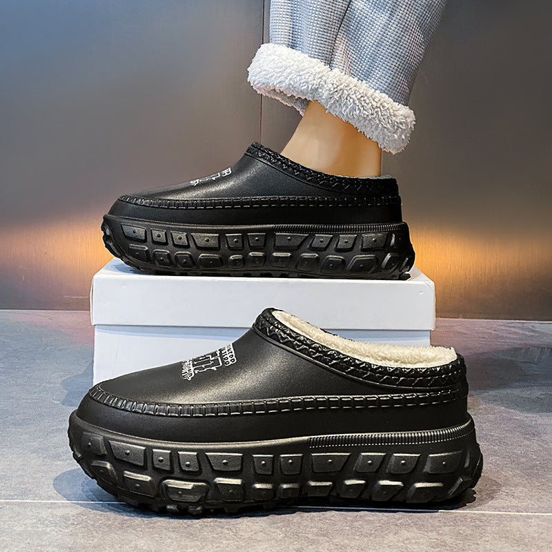 Men's Cotton Slippers Winter 2025 New Home Cross-Border Fleece Chef Cotton Shoes for Outdoor Wear, Non-Slip Waterproof Closed-Toe Cotton Shoes