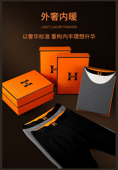 Fashion brand H seamless thermal underwear men's suit de AB surface double-sided velvet brushed men's autumn clothes long pants women's wholesale