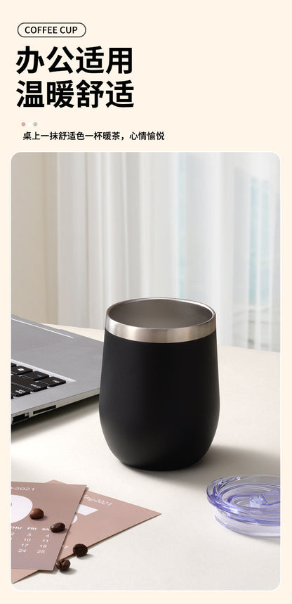304 Stainless Steel Eggshell Cup Portable Cross-Border U-Shaped Wine Thermos Cup 12oz Cup American Style Wholesale Aviation Cup
