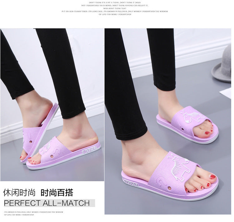 Summer Pvc Bathroom Slippers Home Cartoon Couple Slippers Indoor Cute Bath Non-Slip Sandals Women's Stall
