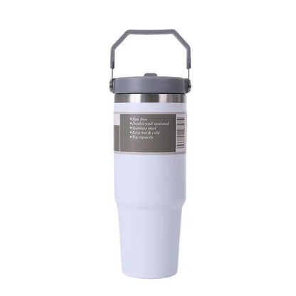 Cross-Border 30oz Stainless Steel Car Cup Large Capacity Car Portable Ice Cup with Straw Single Drink Thermos Cup