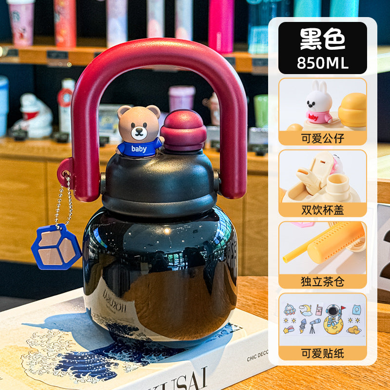 Wholesale Large-Capacity Plastic Straw Cups for Summer, Suitable for Men and Women, with a High Aesthetic Appeal, Portable Outdoor Sports Water Bottles for Children
