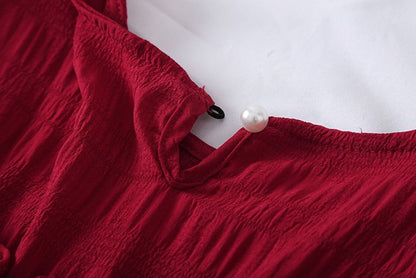 New Design Niche Skirt, Feminine, Slim Waist, French Mid-length, Western Style Short-sleeved Dress