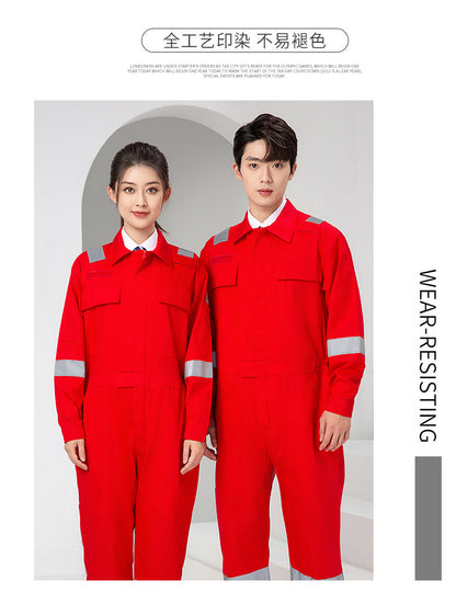 Marine Crew Reflective Strip Pure Cotton Overalls Long-sleeved Men's Summer Wear-resistant Electric Welding Shipyard Workshop Labor Insurance Clothing