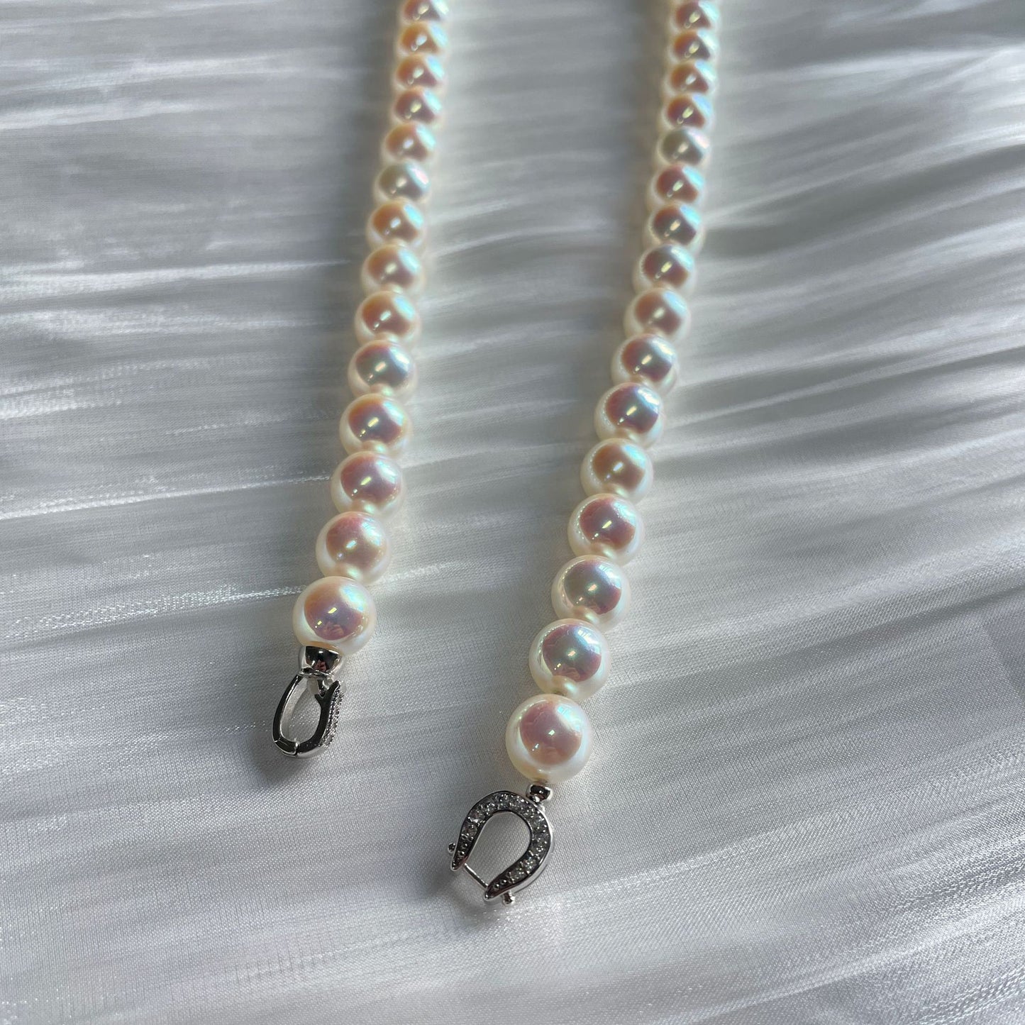Polar Aurora Mirror Akoya Pearl Necklace Horseshoe Buckle Faux Mabel-like Powder Light Tien Female Clavicle Chain