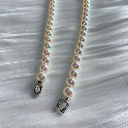 Polar Aurora Mirror Akoya Pearl Necklace Horseshoe Buckle Faux Mabel-like Powder Light Tien Female Clavicle Chain