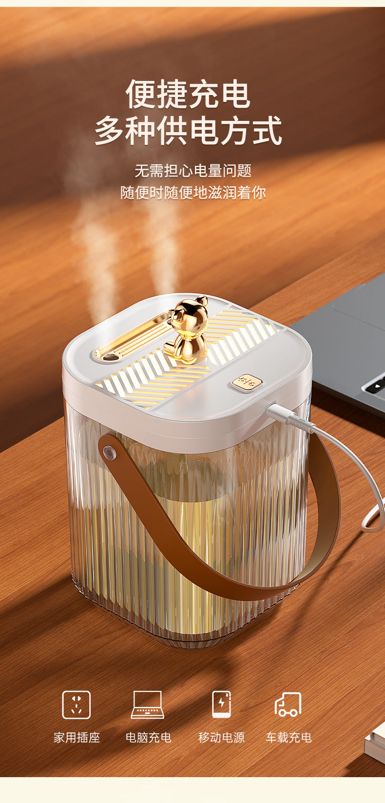 Cross-Border Desktop Humidifier for Home Bedroom Extra Large Capacity Ambient Light Double Nozzle Extra Large Mist Volume Sprayer Dropshipping