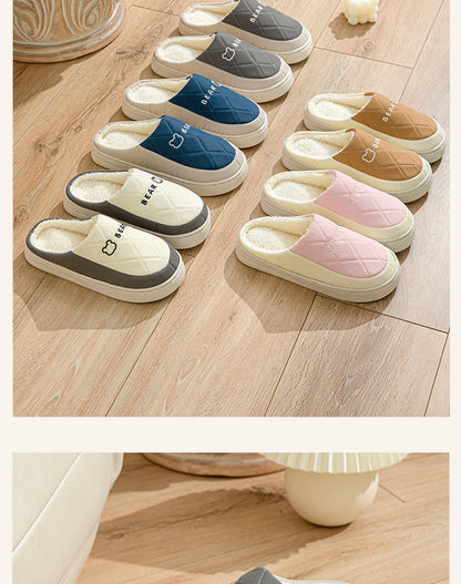 Winter Cotton Slippers for Men, Non-Slip, Wear-Resistant, Thickeneded, Lightweight, Outdoor Wear, Couple Style, Indoor Home, Warm Cartoon Cotton Slippers for Women