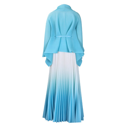 C8610 African plus size Women's Spring New Fashion Strap Bat Sleeve Top Gradient Color-changing Skirt Two-piece Set