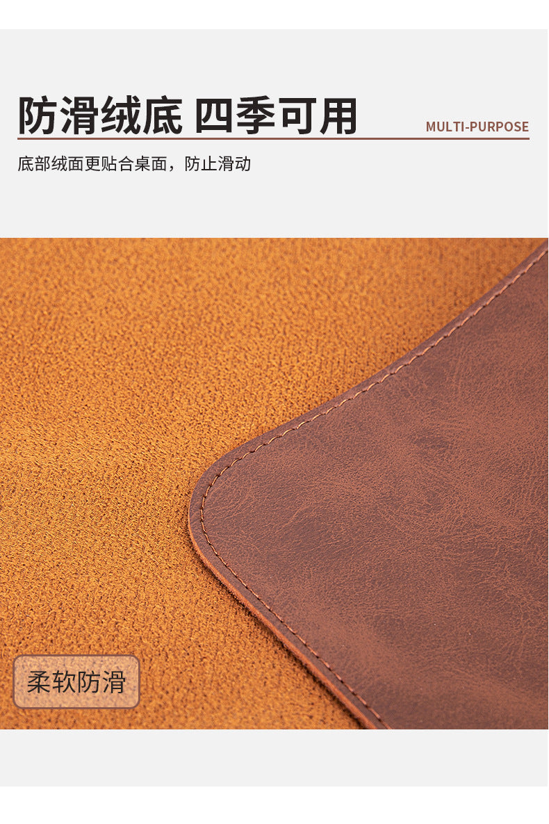 Skin-feeling Crazy Horse Leather Table Mat Leather Pattern Mouse Pad Custom Oversized Office Computer Mat Leather Learning Desk Mat