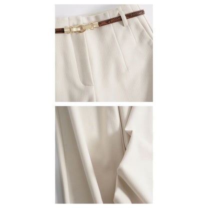 Lazy Style Woolen Pants for Women, New Autumn and Winter Wide-Leg Pants, Long Straight-Leg Pants, Thickened Woolen Casual Pants for Women